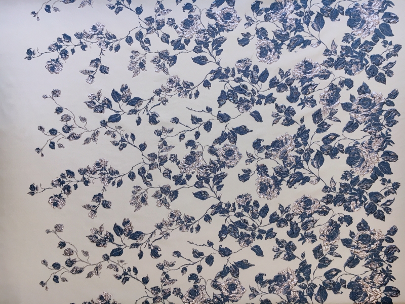 Swiss Metallic Brocade with Rose Degradé Patterns0