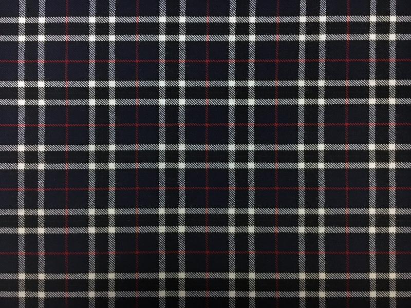 Italian Virgin Wool Tartan Plaid Suiting in Navy0