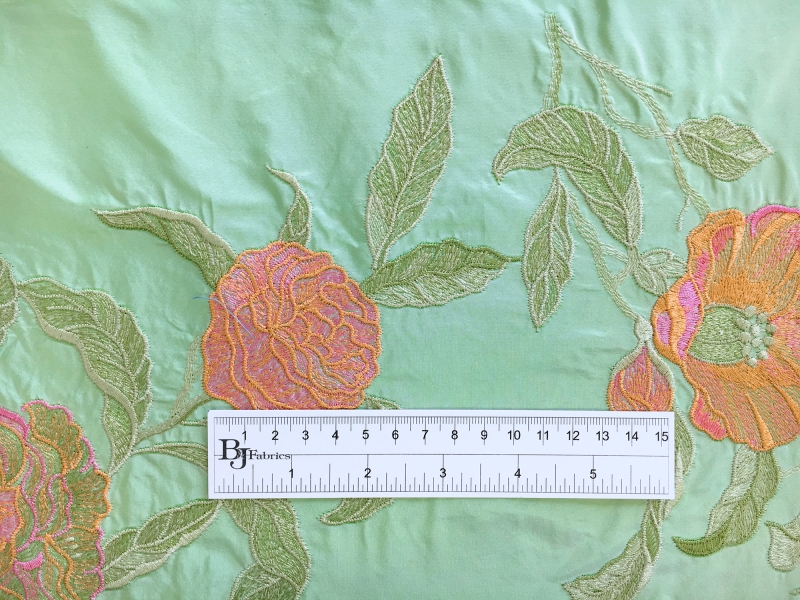 Metallic Embroidered Silk Shantung with Large Florals1