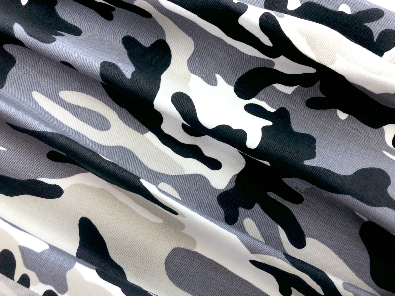 Powder Blue Camouflage Lightweight Stretch Cotton Canvas1