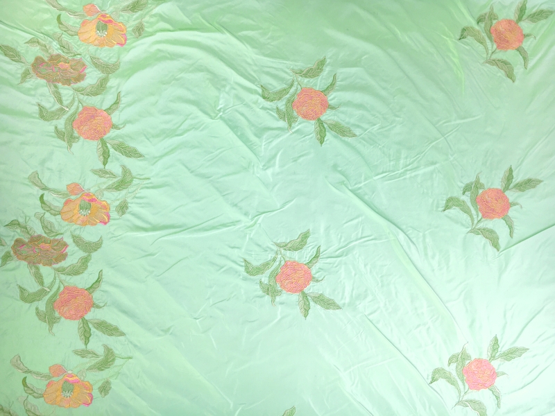 Metallic Embroidered Silk Shantung with Large Florals0