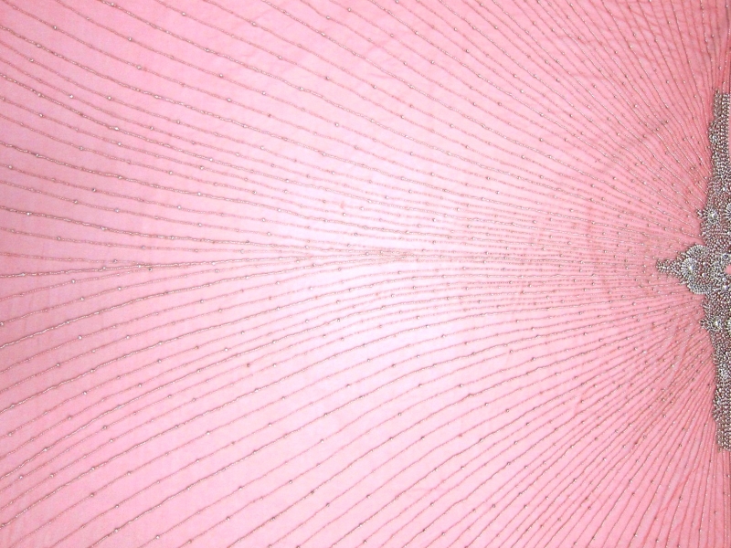 Marguerite Coral Crystal Embroidered Tulle Panel0