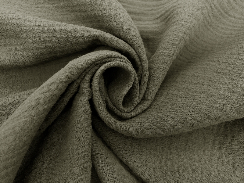 Cotton Crinkle Double Gauze in Army Green1