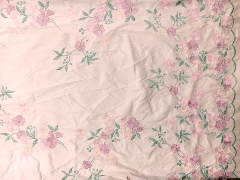 Silk Shantung with Embroidered Floral Degradé0