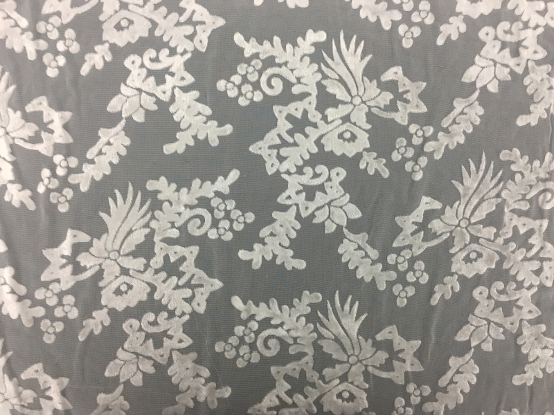 Silk Rayon Burnout Velvet With Floral Motif0