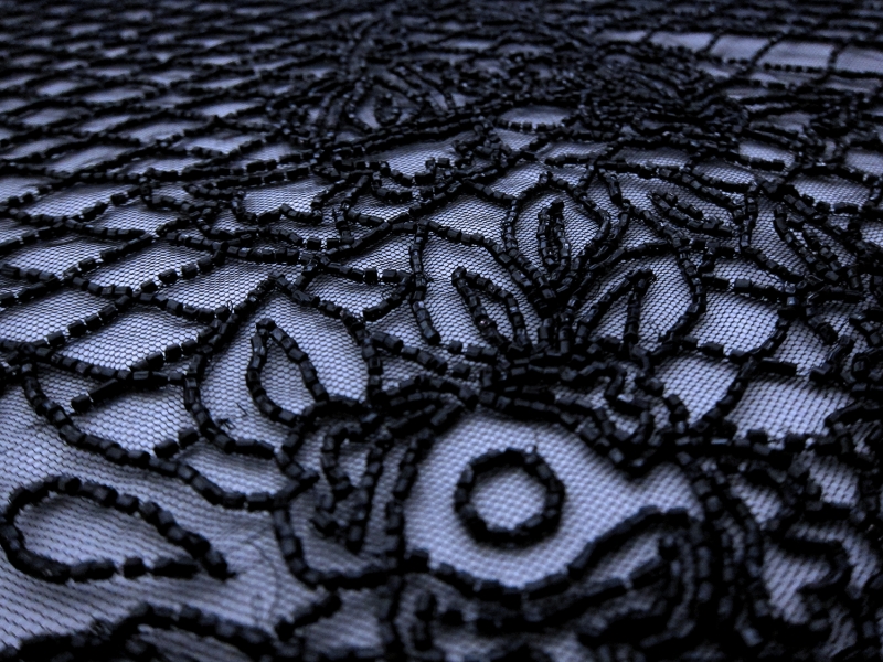 Novelty Beaded Tulle with Bugle Beads3