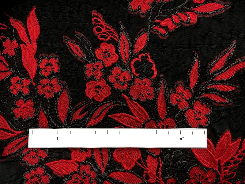 Silk Blend Metallic Cloqué Panel with Large Florals and Abstract Swirls1