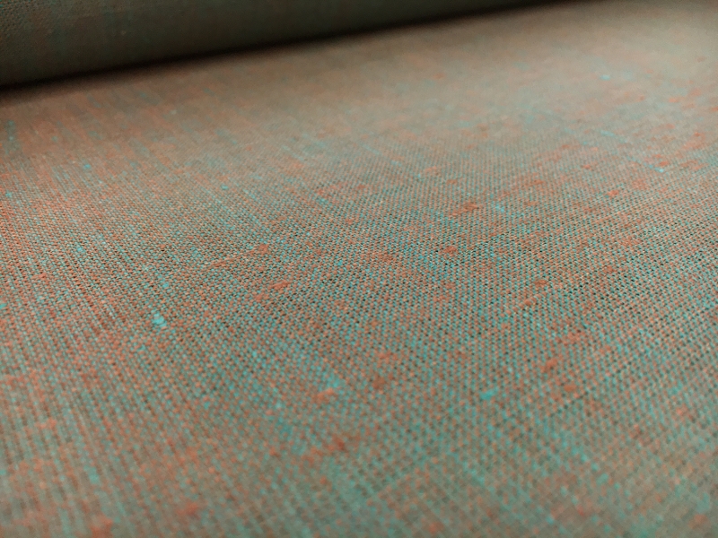 Two Toned Lightweight Linen in Turquoise Burnt Orange0