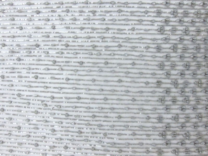 Rose Montee and Sequins Embroidered Tulle in Grey0