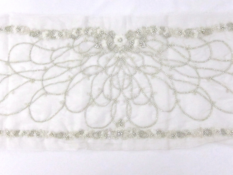 Pearl Embroidered Organza Bodice with Floral Appliqué0