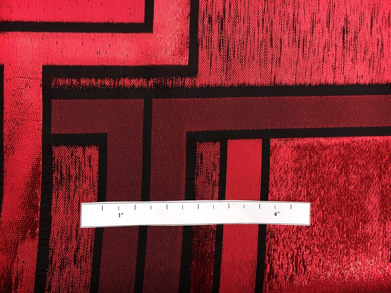 Metallic Geometric Jacquard Brocade in Red1