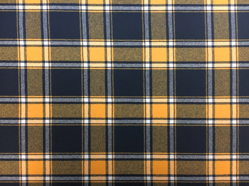 Italian Virgin Wool Tartan Plaid in Yellow and Navy0