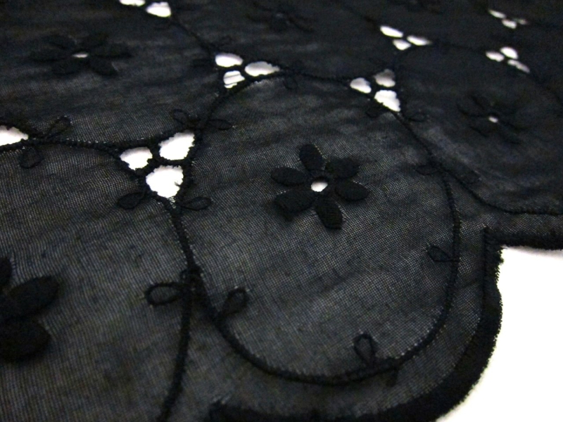Cotton Voile Eyelet in Black2