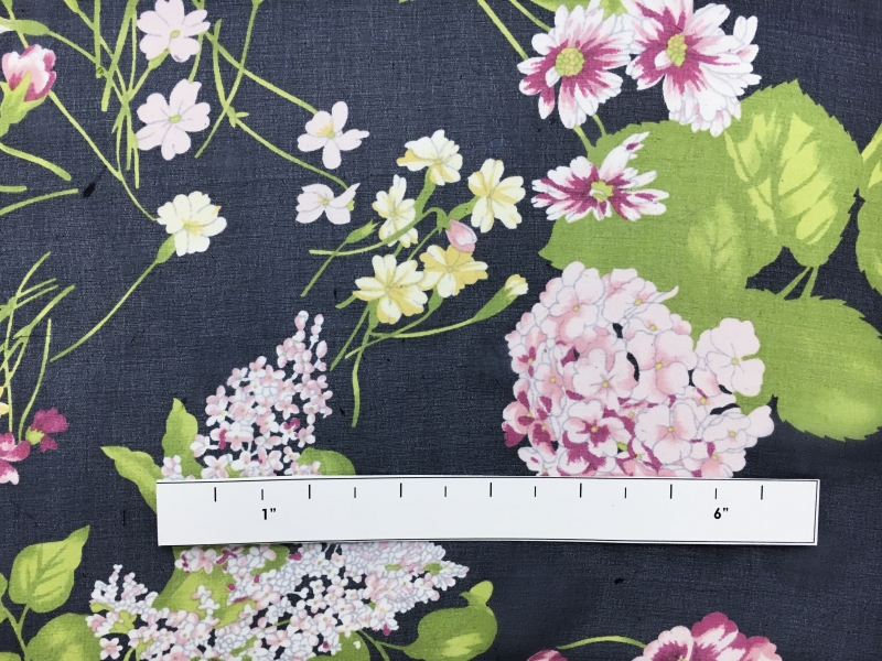 Printed Silk Chiffon with Florals in Navy1