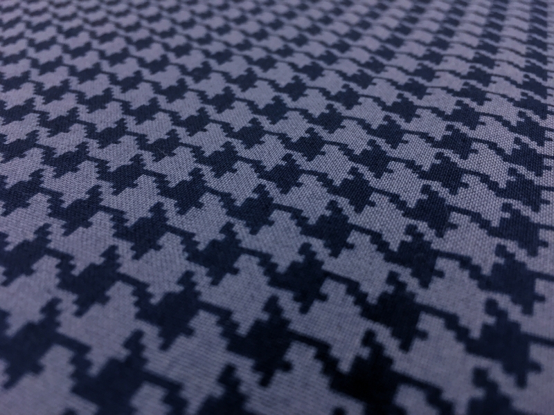 Cotton Broadcloth Houndstooth Print In Indigo2