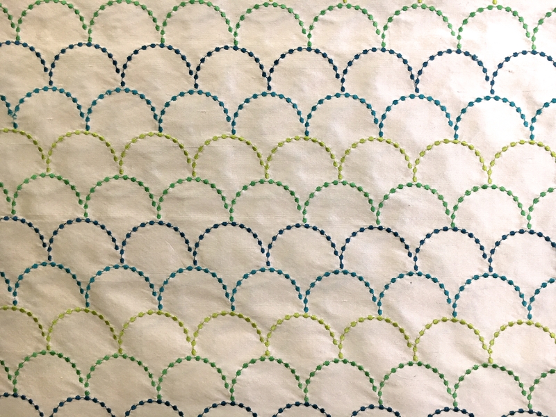 Silk Shantung with and Embroidered Scale Pattern0