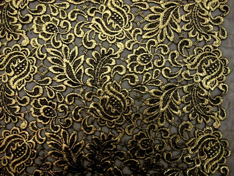 Metallic Coated Embroidered Tulle0