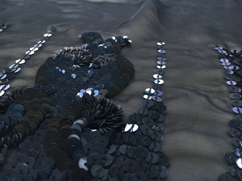 Silk Chiffon Panel with Heavy Sequined Border3