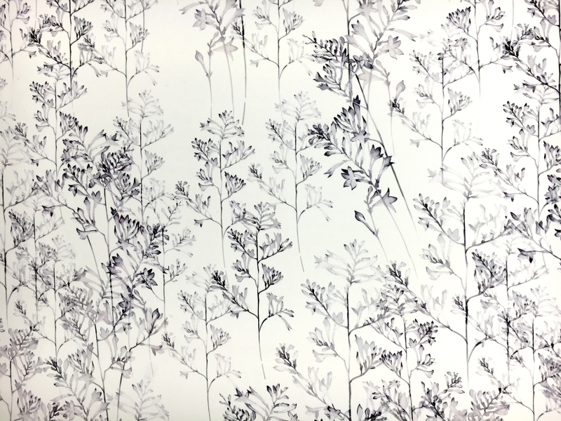 Printed 6Ply Silk Crepe with Delicate Watercolor Florals0