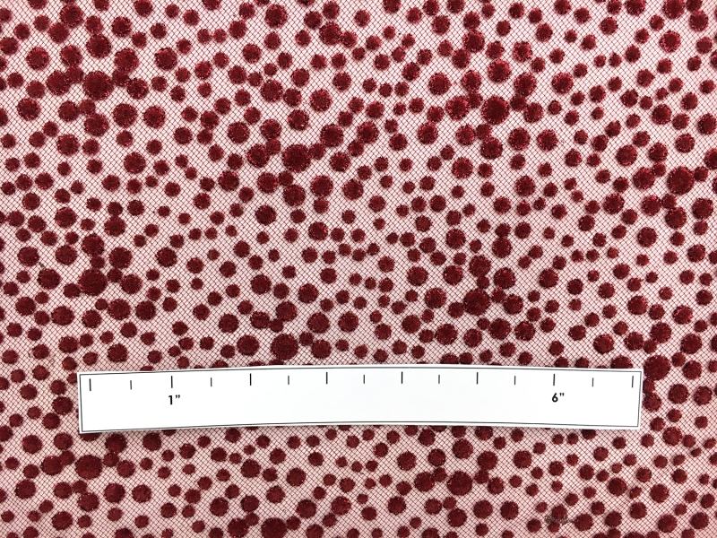 Metallic Flocked Tulle in Burgundy1