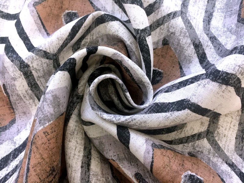 Linen Handkerchief Geometric Print 1