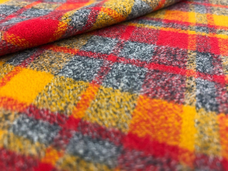 Cotton Mammoth Flannel Plaid in Crimson Pumpkin Grey2