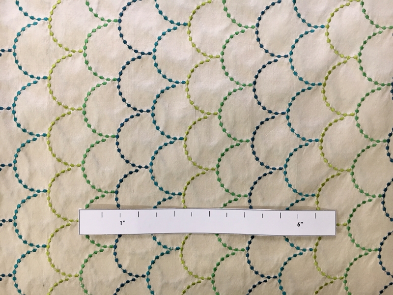 Silk Shantung with and Embroidered Scale Pattern1