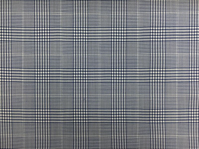 Italian Wool Lycra Glen Plaid in Blue0