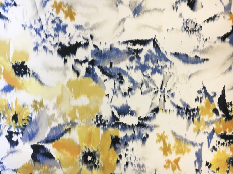 Silk Mikado with Warp Printed Florals0