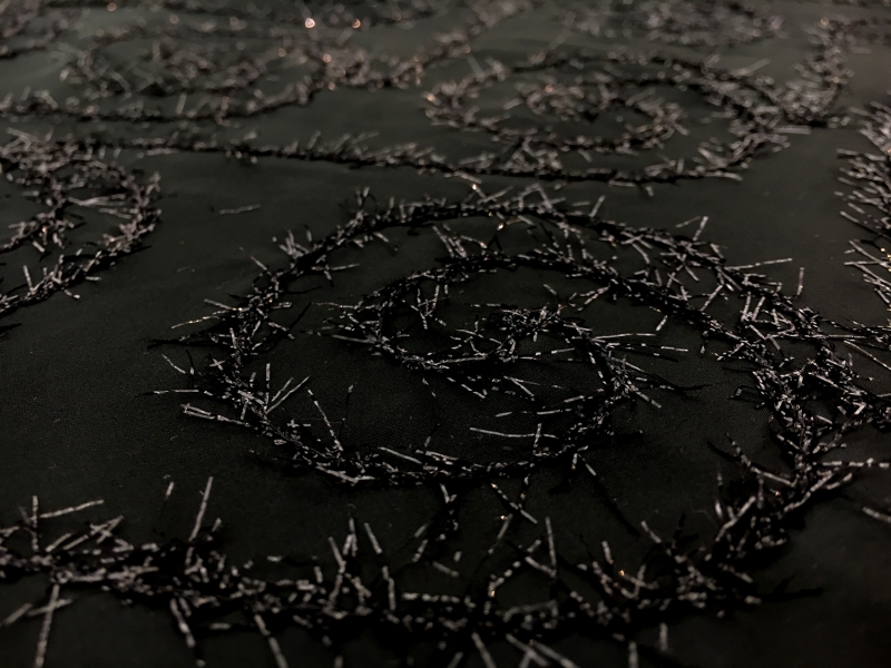 Polyester Taffeta with Lurex Embroidered Swirls0