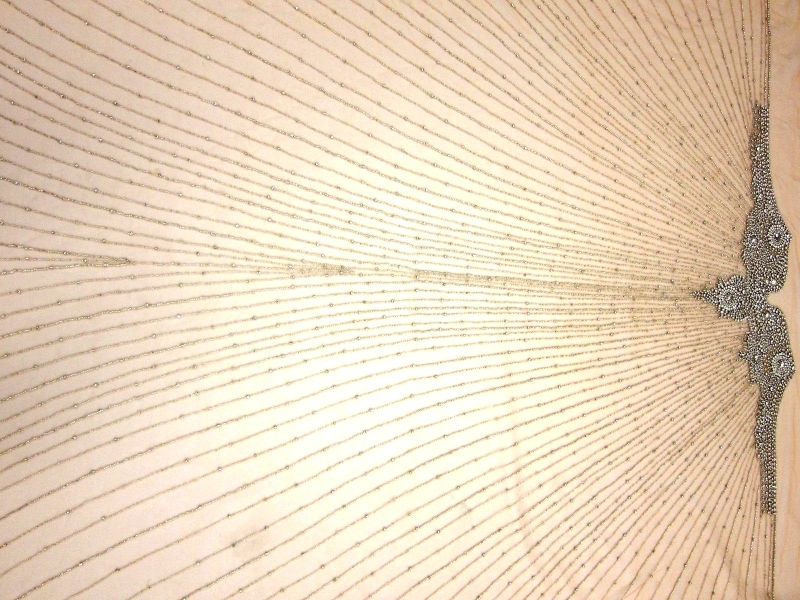 Marguerite Beige Crystal Embroidered Tulle Panel0