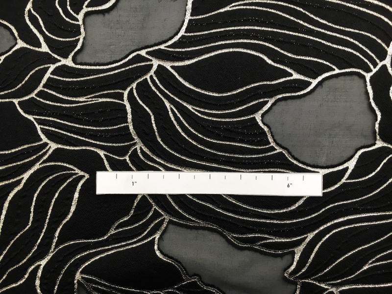 Silk and Wool Blend Metallic Fil Coupé Organza1