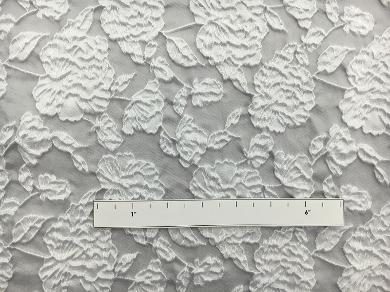 Cotton Blend Floral Cloqué in Light Grey1