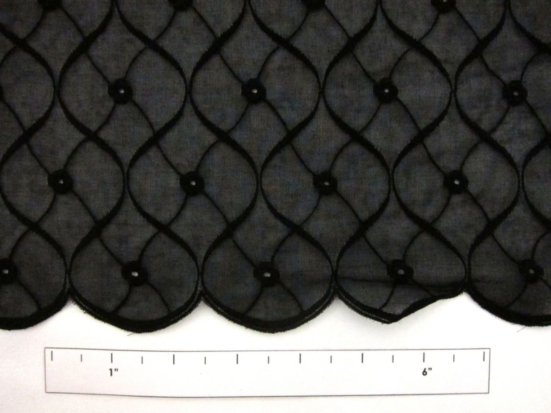 Embroidered Cotton Voile Eyelet in Black1
