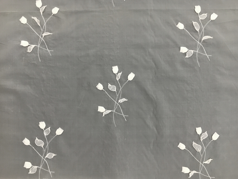 Silk Organza with Appliqued Tulips1