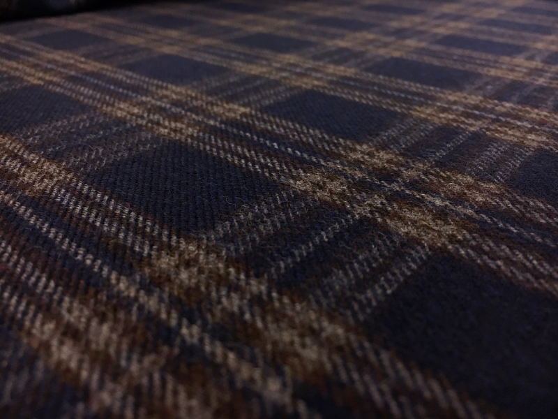 Italian Virgin Wool Tartan Plaid in Navy and Brown3