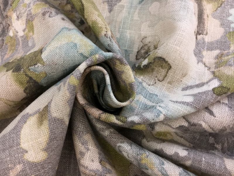 Linen Viscose Upholstery Watercolor Florals Print1