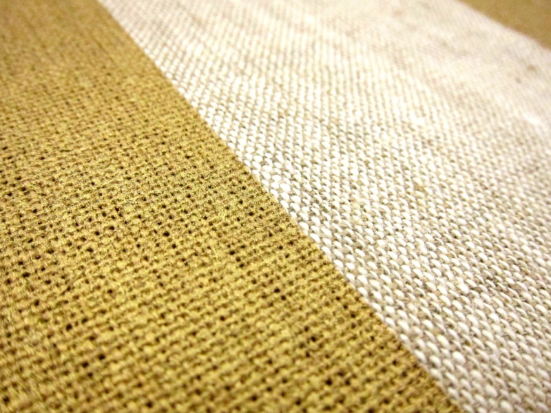 Linen Upholstery Metallic 3" Stripe Print in Gold2