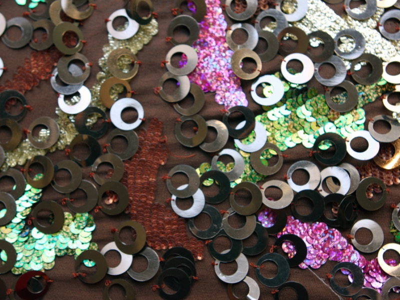 Sequins on Silk Chiffon0