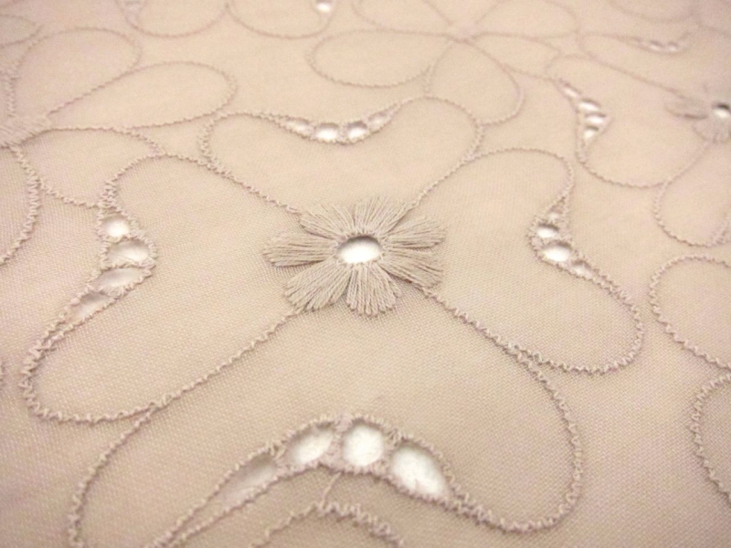 Cotton Voile Eyelet in Taupe2