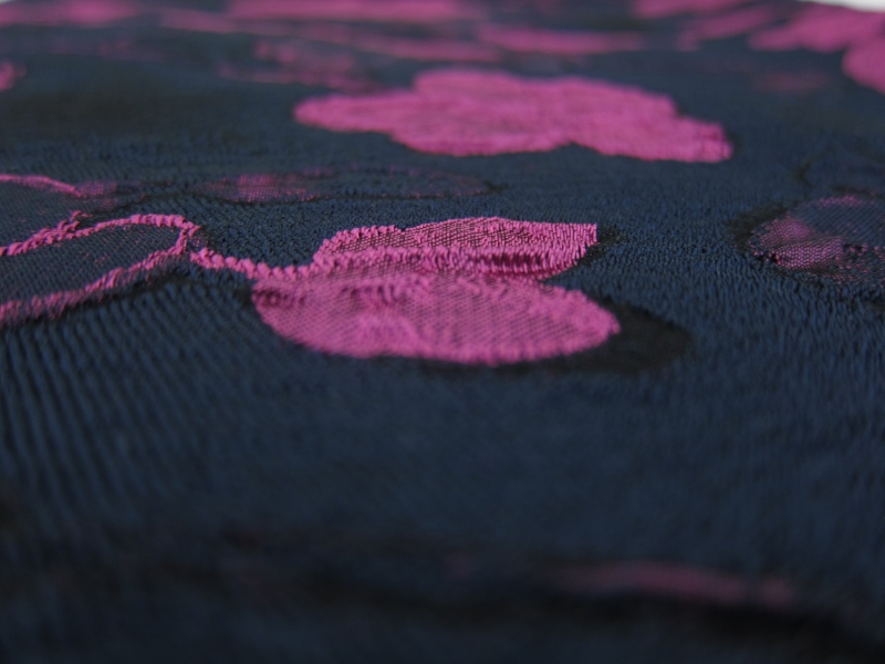 Silk Blend Cloque with Large Flowers2