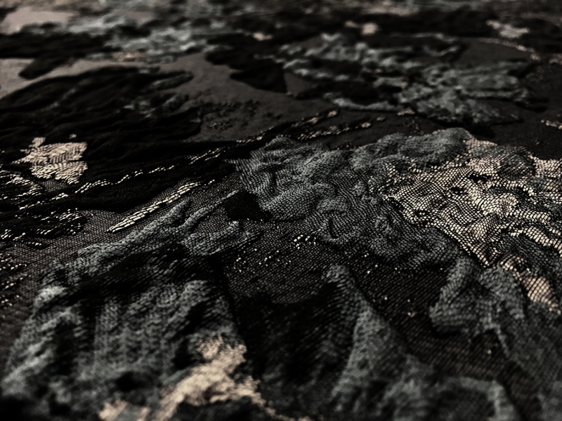 Polyester Twill with Metallic Abstract Floral Border3