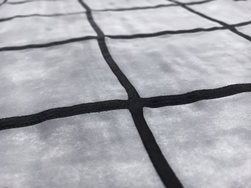 Silk Charmeuse Panel with Black Puff Paint Grid2