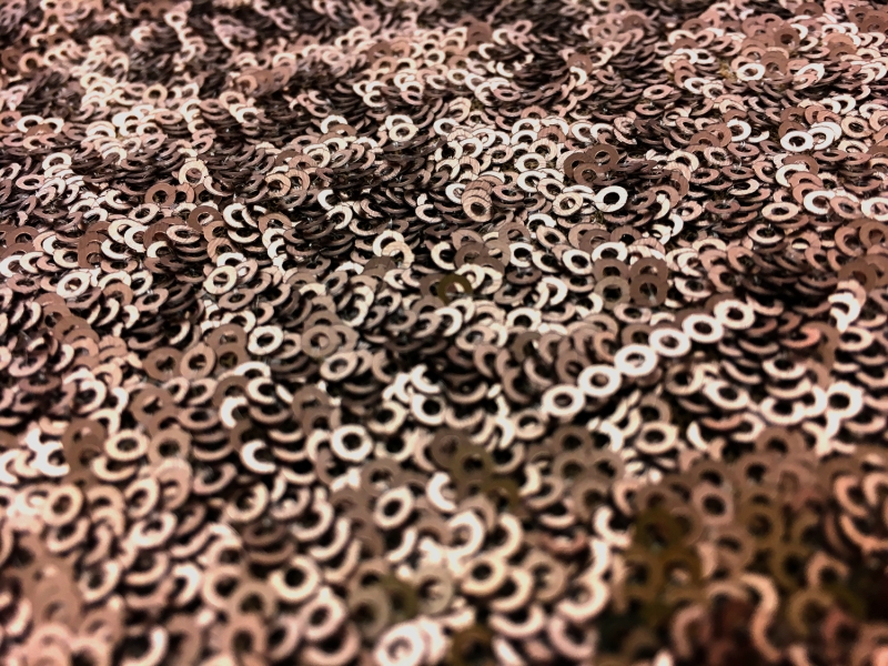 Mini Sequins on Stretch Tulle in Light Coffee0
