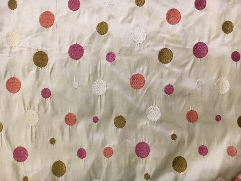 Silk Shantung with Embroidered Polka Dots0