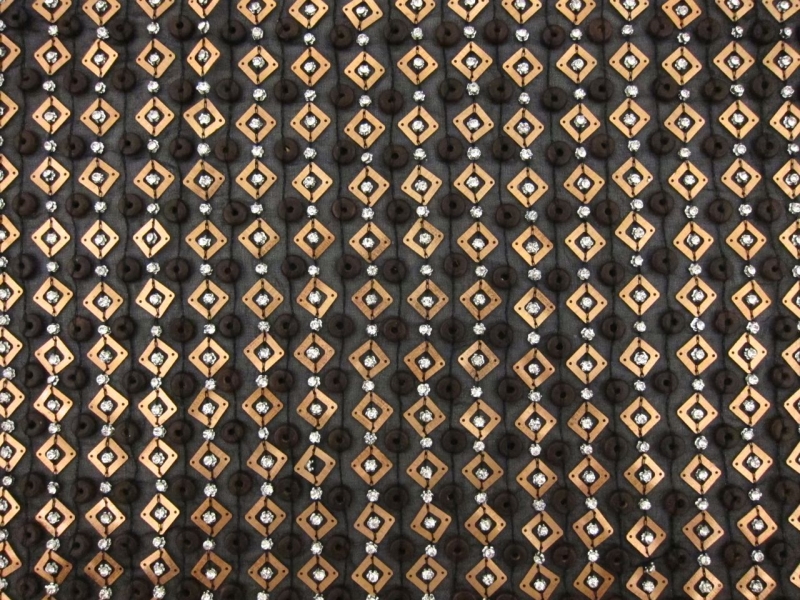 Novelty Sequins Beads and Crystals on Silk Chiffon0