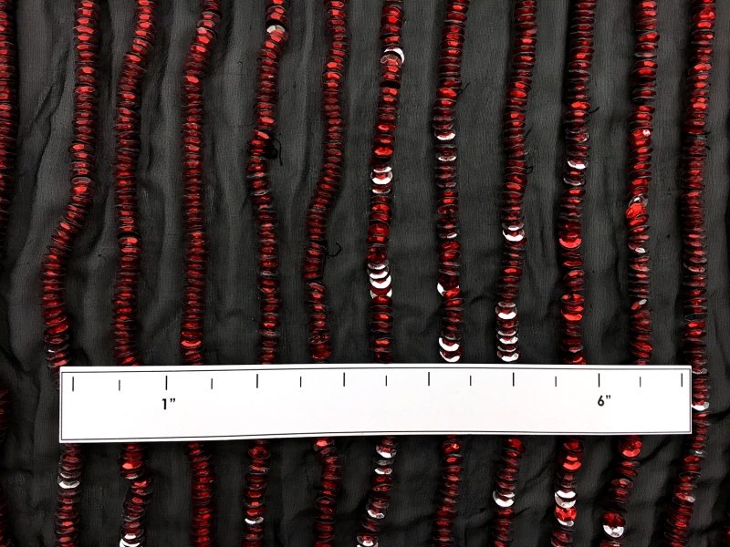 Red Novelty Sequins on Silk Chiffon1