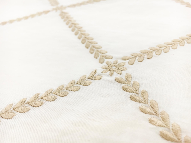 Embroidered Silk Shantung with Diamond Pattern2