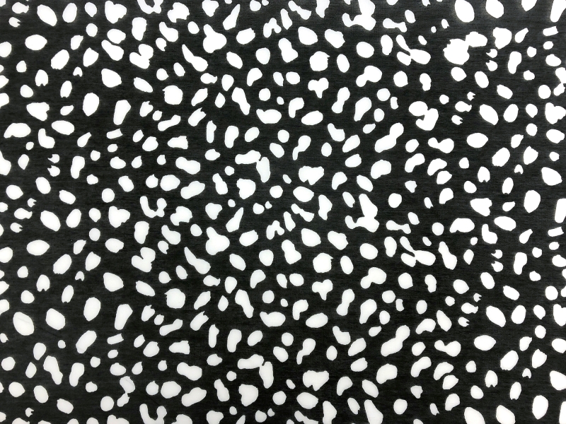 Cotton Silk Voile Black and White Spots Print0
