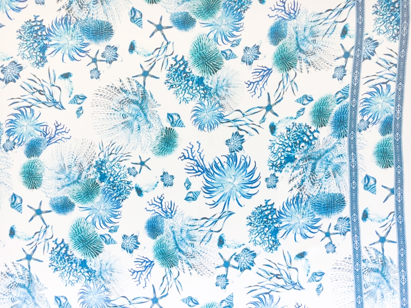 Printed Silk Chiffon with Corals and Anemones0